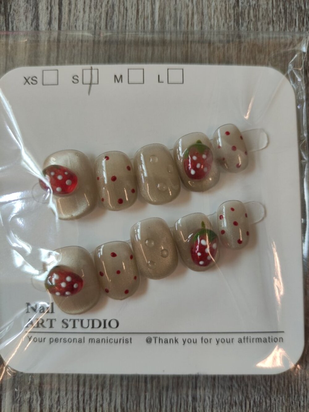 Strawberry theme press on nails